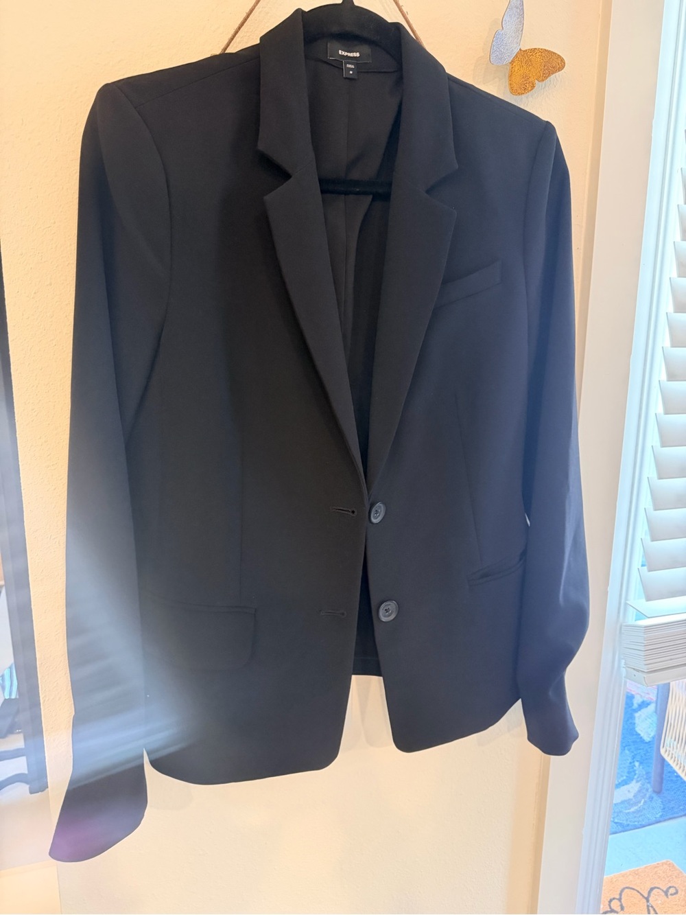Express Black Two-Button Notch Lapel Blazer